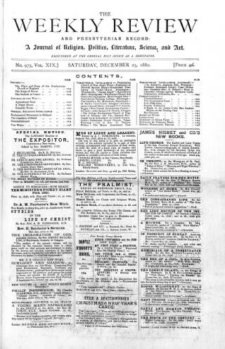 cover page of Weekly Review (London) published on December 25, 1880