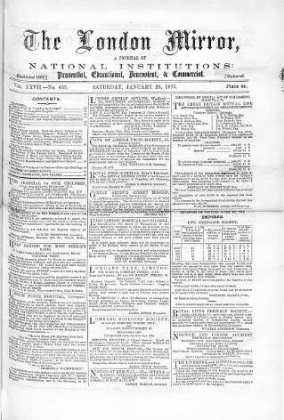 cover page of London Mirror published on January 29, 1876