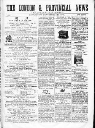 cover page of London & Provincial News and General Advertiser published on November 23, 1861