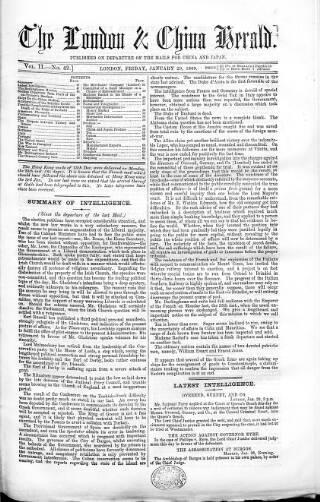 cover page of London & China Herald published on January 29, 1869