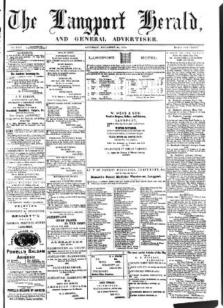 cover page of Langport & Somerton Herald published on December 25, 1875