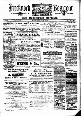 cover page of Brecknock Beacon published on January 26, 1894