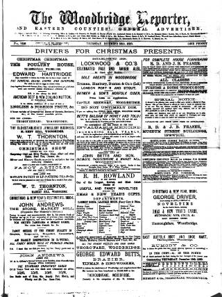 cover page of Woodbridge Reporter published on December 25, 1890