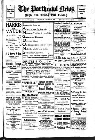 cover page of Porthcawl News published on January 26, 1922