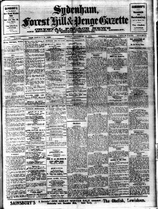 cover page of Sydenham, Forest Hill & Penge Gazette published on December 25, 1925