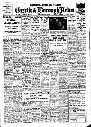 cover page of Sydenham, Forest Hill & Penge Gazette published on January 26, 1951