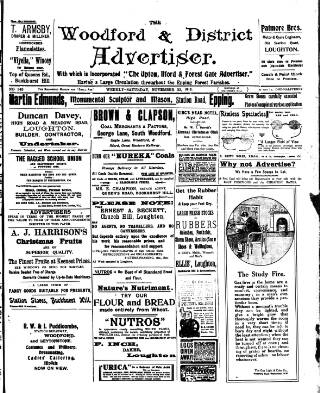 cover page of Woodford and District Advertiser published on November 23, 1912