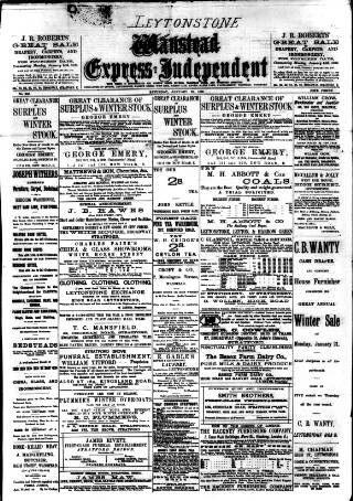 cover page of Leytonstone Express and Independent published on January 26, 1889