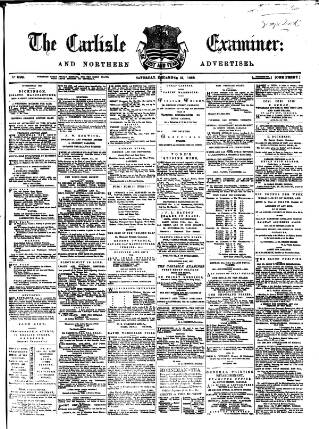 cover page of Carlisle Examiner and North Western Advertiser published on December 12, 1868