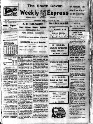 cover page of South Devon Weekly Express published on January 26, 1912