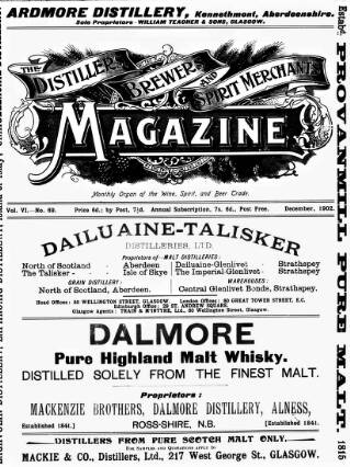 cover page of Distillers', Brewers', and Spirit Merchants' Magazine published on December 1, 1902