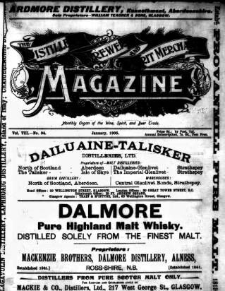 cover page of Distillers', Brewers', and Spirit Merchants' Magazine published on January 1, 1905