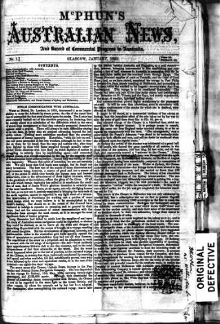 cover page of McPhun's Australian News published on January 1, 1853