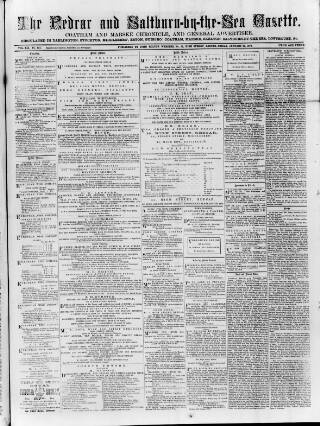 cover page of Redcar and Saltburn-by-the-Sea Gazette published on January 26, 1872