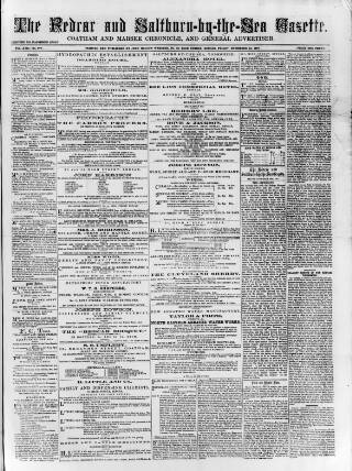 cover page of Redcar and Saltburn-by-the-Sea Gazette published on November 23, 1877