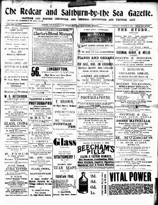 cover page of Redcar and Saltburn-by-the-Sea Gazette published on December 8, 1900