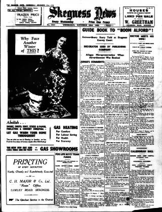 cover page of Skegness News published on November 23, 1938