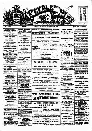 cover page of Peebles News published on November 23, 1912