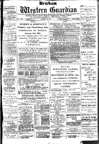 cover page of Brixham Western Guardian published on January 26, 1905