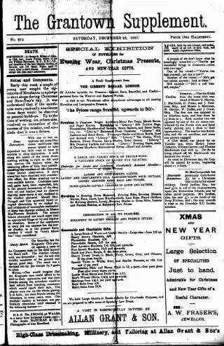 cover page of Grantown Supplement published on December 25, 1897