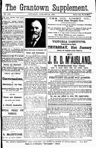 cover page of Grantown Supplement published on January 26, 1907