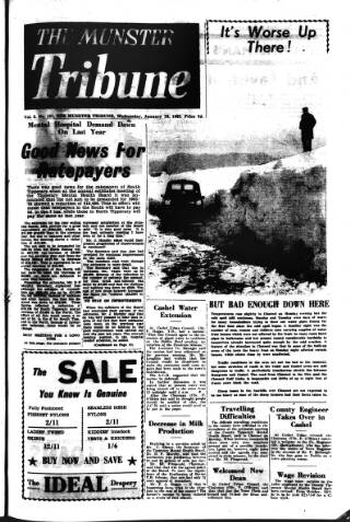 cover page of Munster Tribune published on January 16, 1963