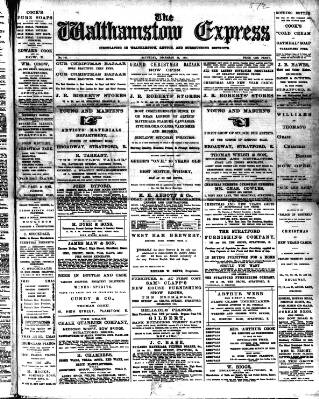 cover page of Walthamstow Express published on December 25, 1897