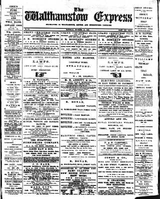 cover page of Walthamstow Express published on November 26, 1898