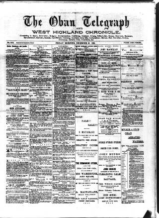 cover page of Oban Telegraph and West Highland Chronicle published on December 25, 1885