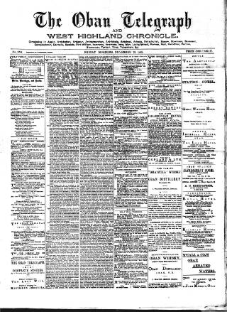 cover page of Oban Telegraph and West Highland Chronicle published on November 23, 1888