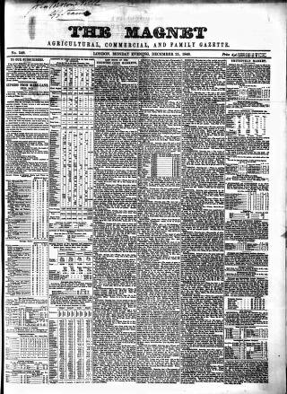 cover page of Magnet (London) published on December 25, 1848