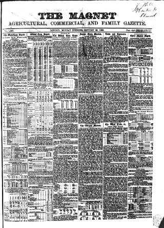 cover page of Magnet (London) published on January 26, 1863