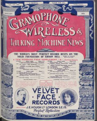 cover page of Gramophone, Wireless and Talking Machine News published on January 1, 1924