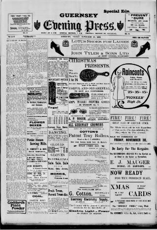 cover page of Guernsey Evening Press and Star published on November 23, 1906