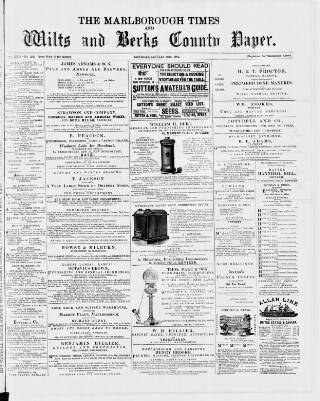 cover page of Marlborough Times published on January 26, 1884