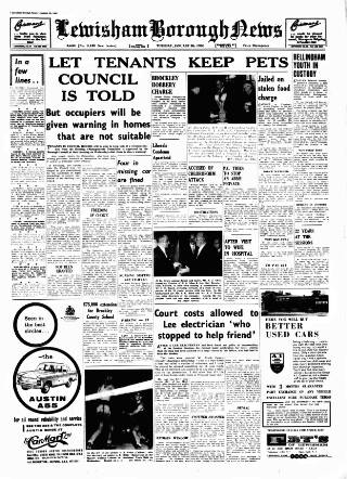 cover page of Lewisham Borough News published on January 26, 1960