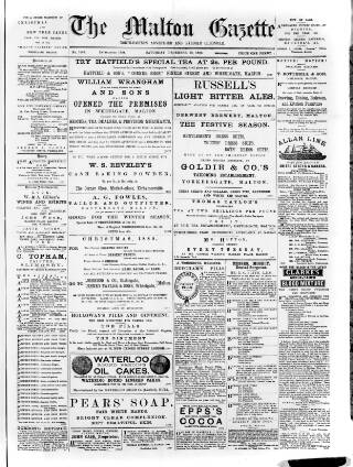 cover page of Malton Gazette published on December 28, 1889