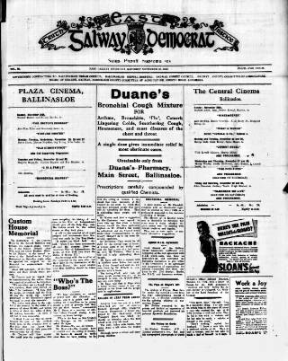 cover page of East Galway Democrat published on November 23, 1946