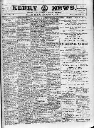 cover page of Kerry News published on November 23, 1894