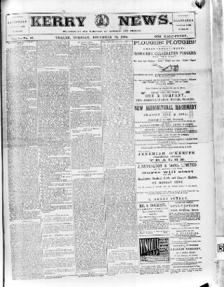 cover page of Kerry News published on December 25, 1894