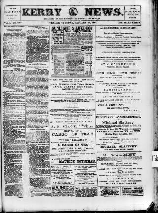 cover page of Kerry News published on January 26, 1897