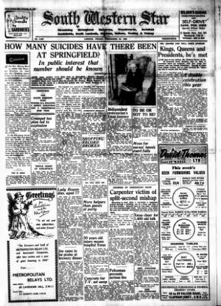 cover page of South Western Star published on December 25, 1953