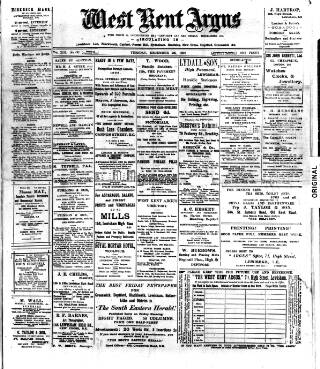 cover page of West Kent Argus and Borough of Lewisham News published on December 25, 1906