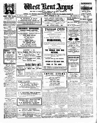 cover page of West Kent Argus and Borough of Lewisham News published on November 23, 1917