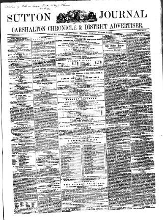 cover page of Sutton Journal published on November 23, 1864