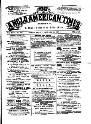 cover page of Anglo-American Times published on January 26, 1877