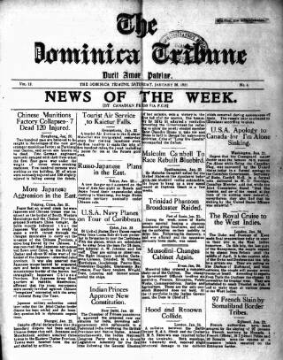 cover page of Dominica Tribune published on January 26, 1935