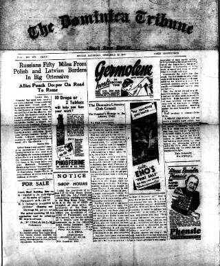 cover page of Dominica Tribune published on December 25, 1943