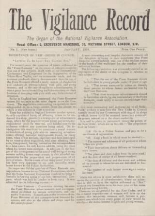 cover page of Vigilance Record published on January 1, 1916