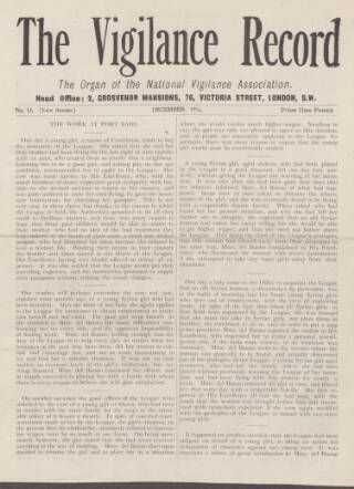 cover page of Vigilance Record published on December 1, 1916